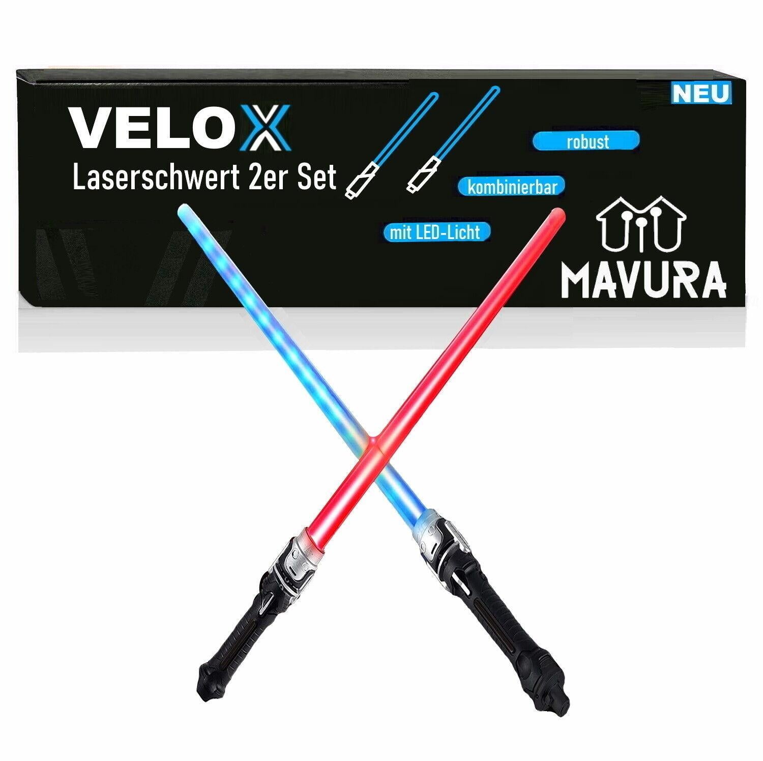 VELOX Lichtschwert Laserschwert Kinder Lightsaber wechselbare Farben Sound 2er