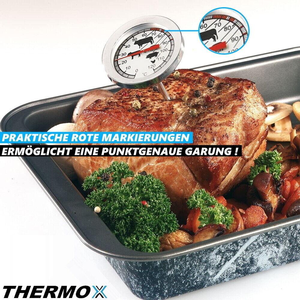 THERMOX Fleisch Thermometer Grill Steak Braten Backofen Thermometer Edelstahl