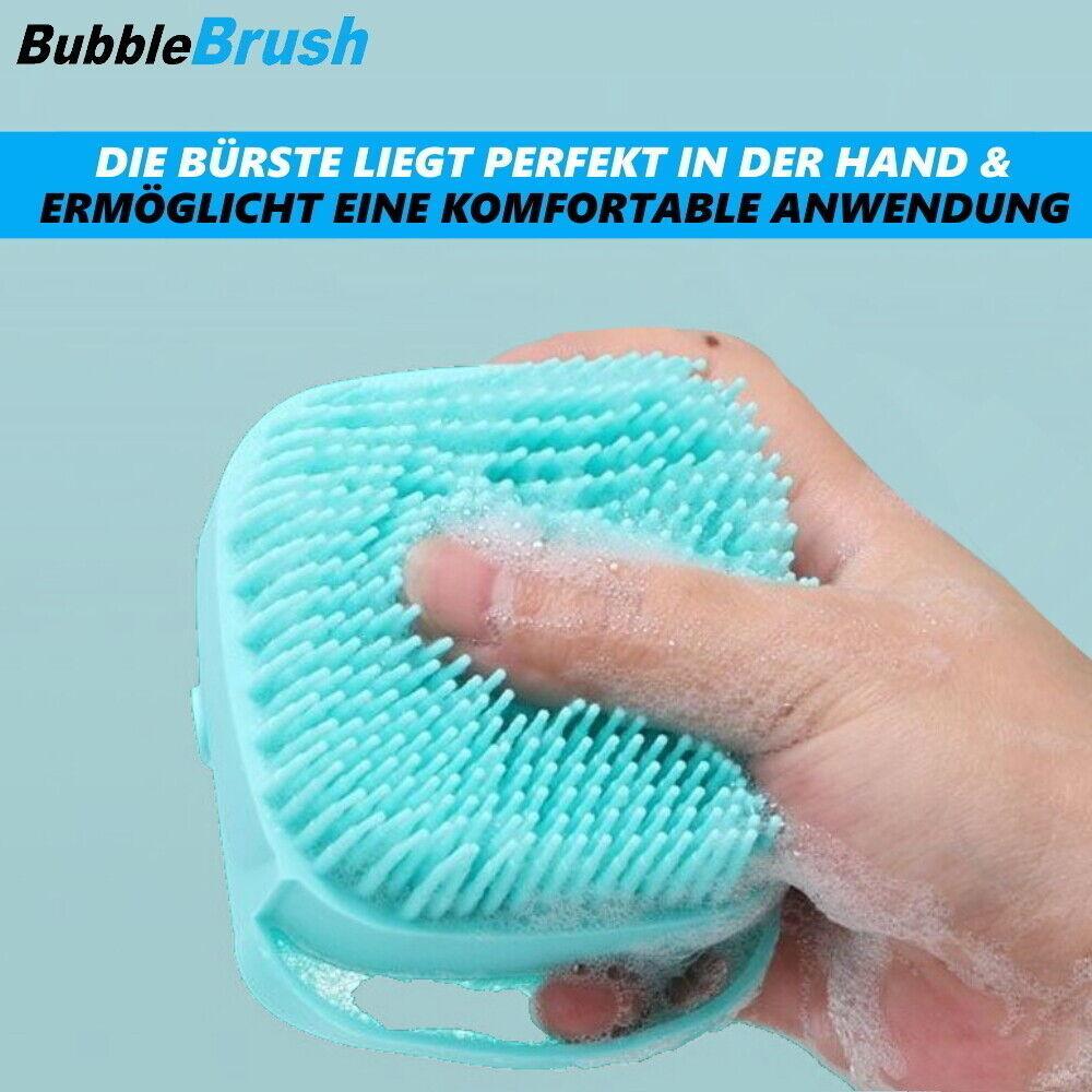 BUBBLEBRUSH Fellpflegebürste Badebürste Hund Katze Waschbürste Shampoo Spender