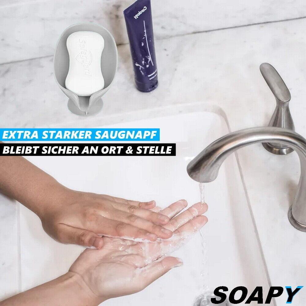 SOAPY Seifenhalter Seifenschale Design Seifenspender Saugnapf ohne bohren grau
