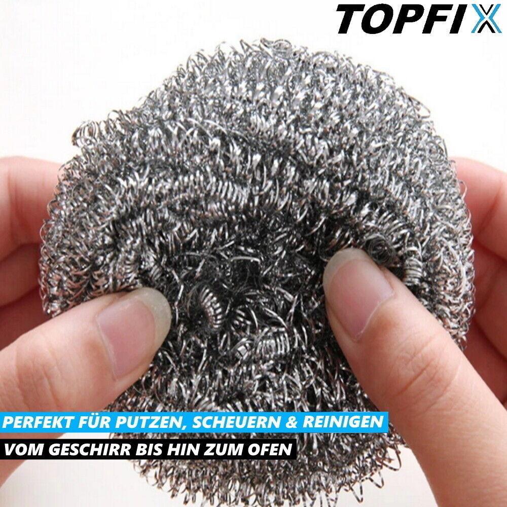 TOPFIX Stahlschwämme Reinigungsschwamm Topfreiniger Topfschwamm Scheuerschwamm
