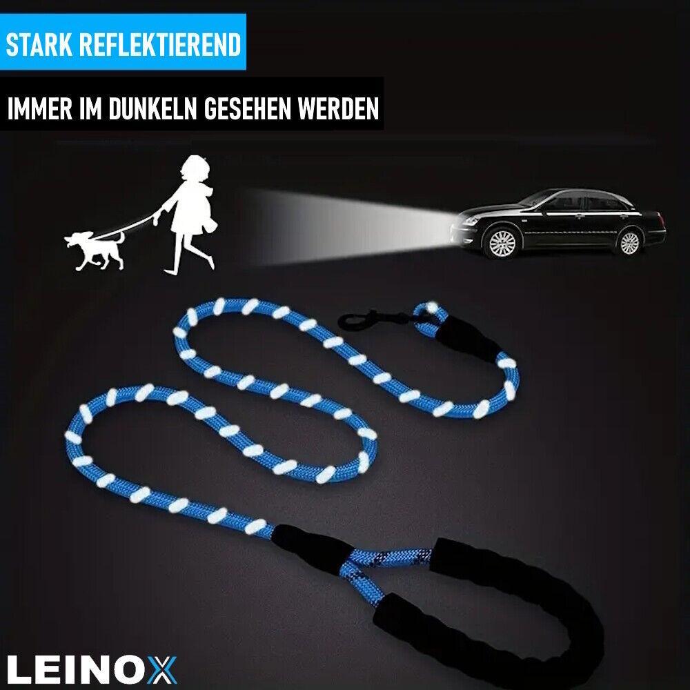 LEINOX reflektierende Hundeleine Trainingsleine Nylon Joggingleine weicher Griff