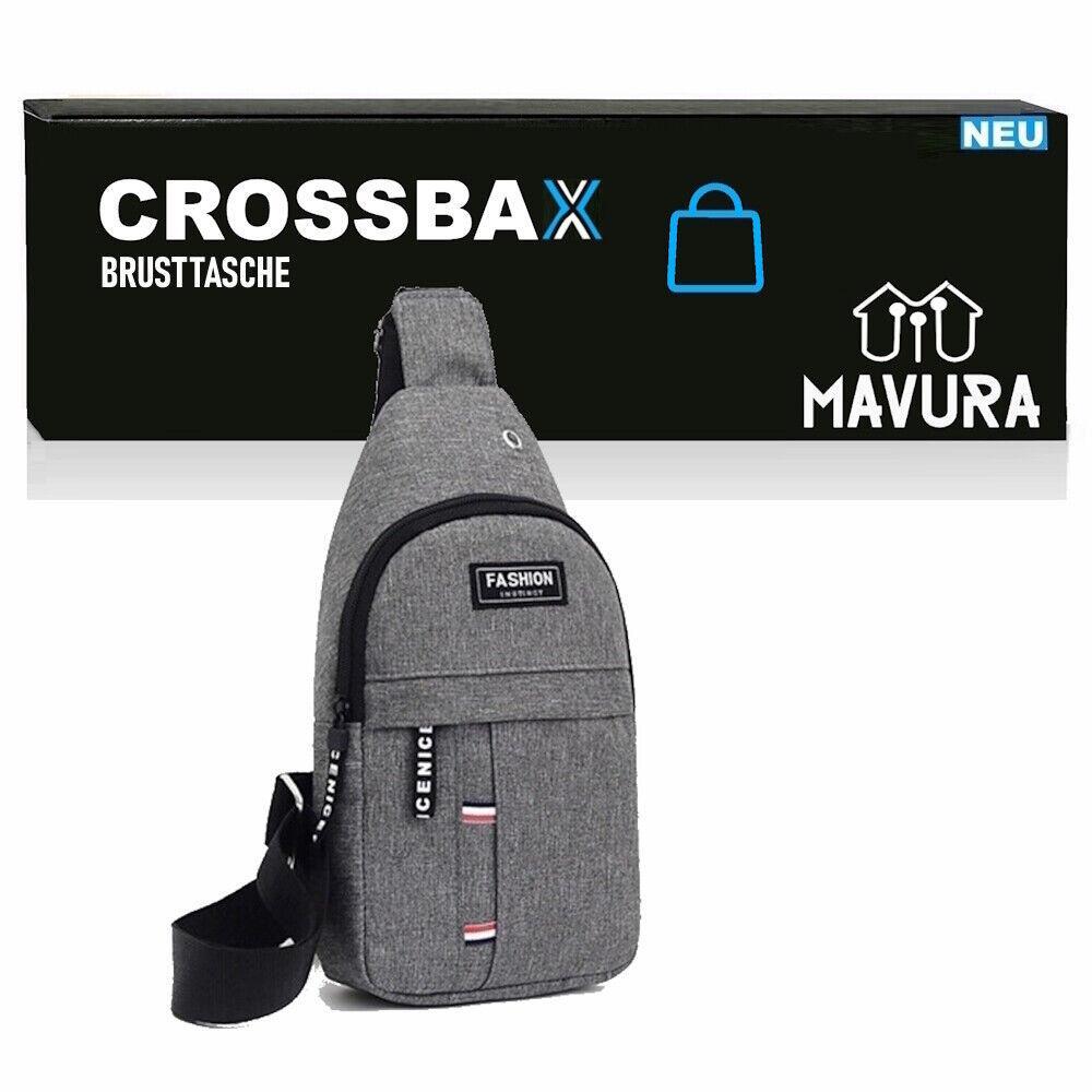 CROSSBAX Brusttasche Umhängetasche Schultertasche Crossbody Sling Bag grau