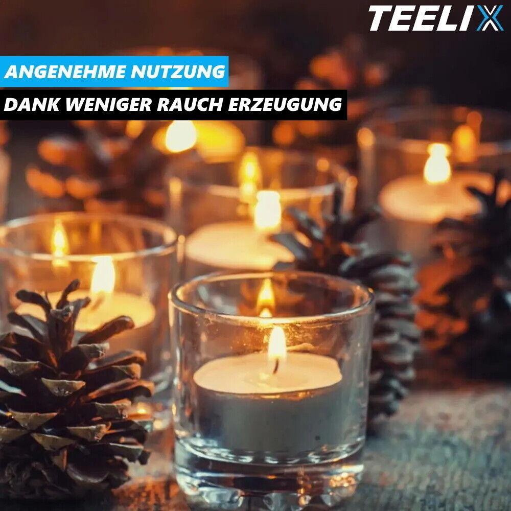 TEELIX Teelichter Kerzen Set Teekerzen Teelichtofen Alubecher unparfümiert 50er