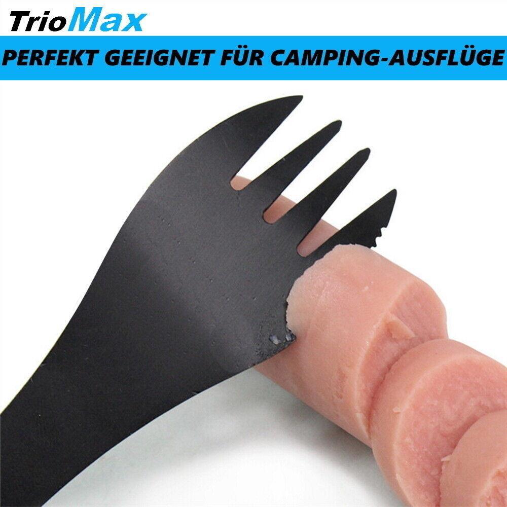 TrioMax Camping Besteck Outdoor Löffel Messer Gabel 3in1 Essbesteck Edelstahl