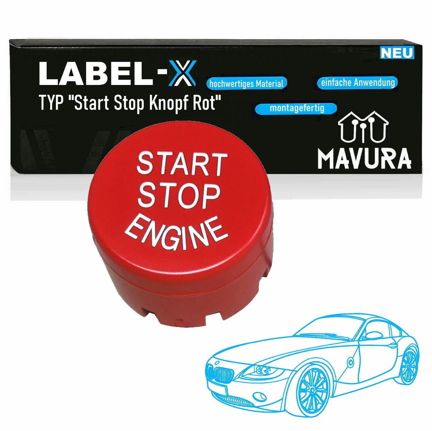 LABEL-X Start Stop Knopf Rot passend für BMW F20 F21 F30 F31 F10 F11 F01 X2 X3