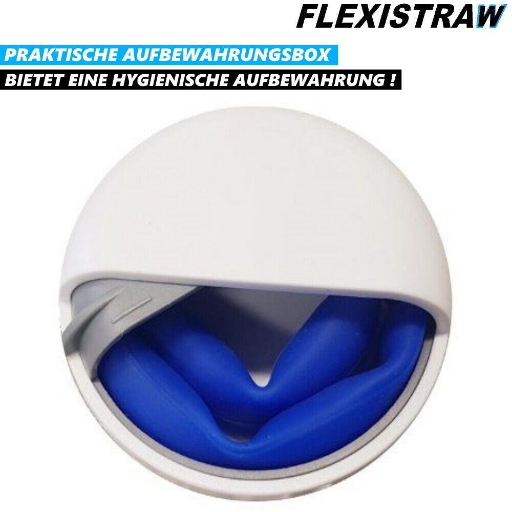 FLEXISTRAW Strohhalme Silikon Trinkhalme Wiederverwendbar Blau mit Box [6er Set]