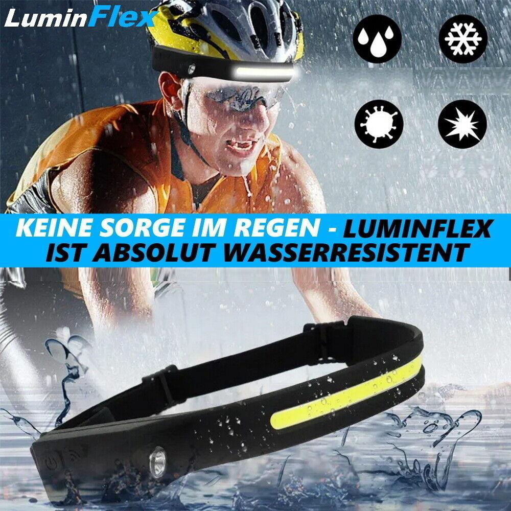 LuminFlex LED Stirnlampe Kopflampe COB 5 Modi 230° aufladbar wasserdicht extrem
