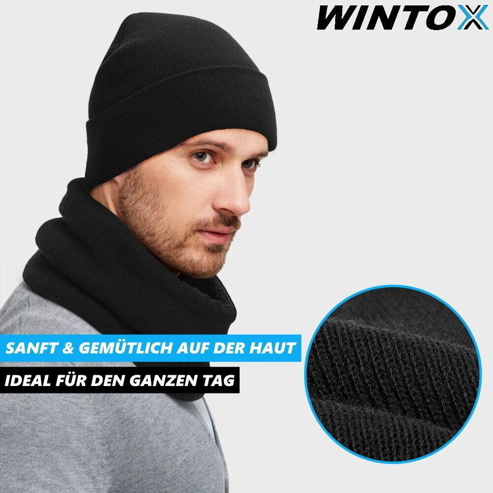 WINTOX Winterset Wintermütze Schlauchschal Handschuhe Damen Herren schwarz 3in1