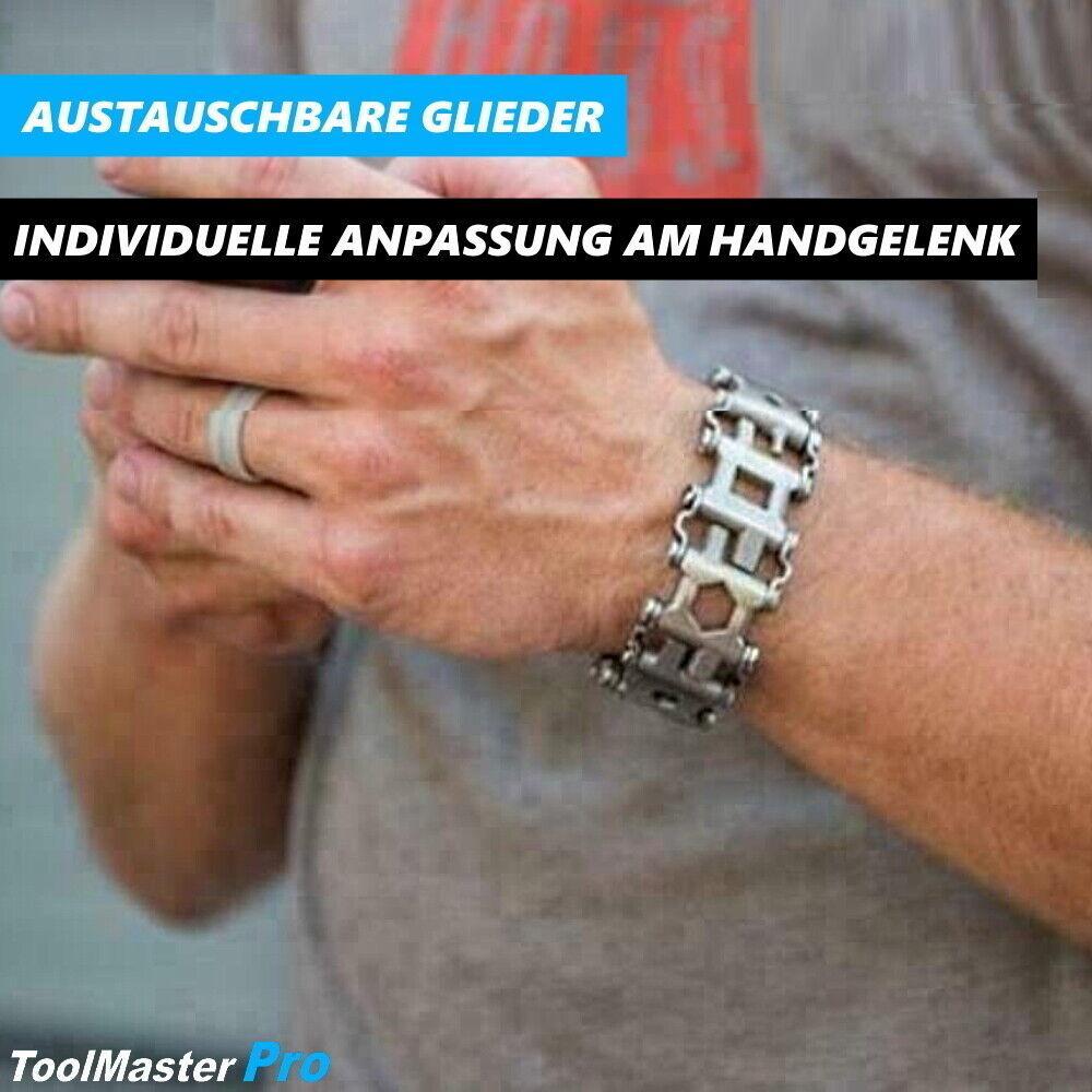 ToolMasterPro Edelstahl Multitool Armband Werkzeug Silber Geschenk Männer 29in1