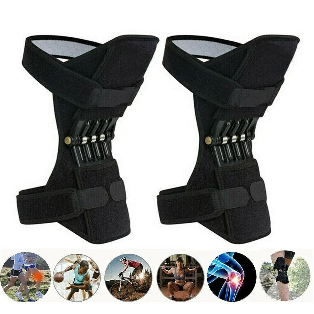 POWER Knie-Booster Kniegelenkstütze Kniestabilisator Kniebandage Feder [2er Set]