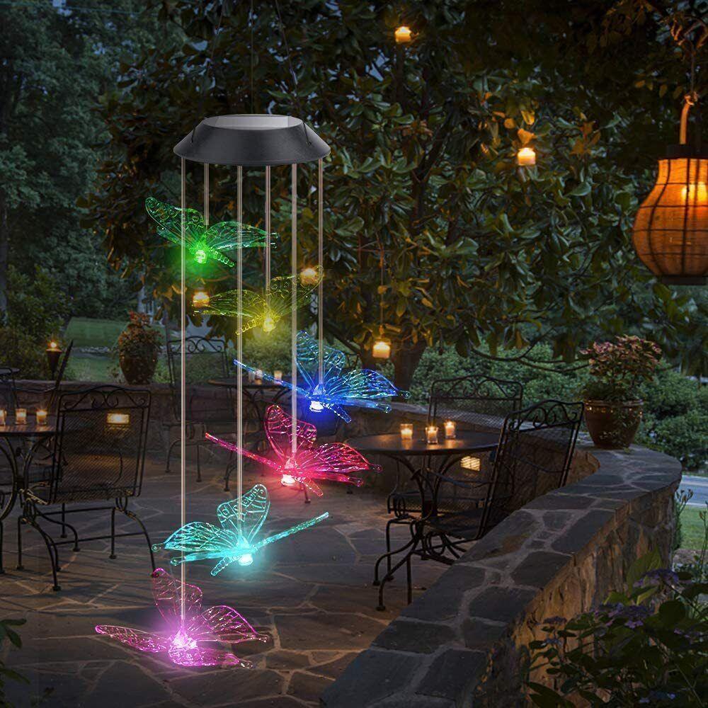 Solar LED Windspiel Solarleuchte Solar Farbwechsel Schmetterlinge Lichtspiel