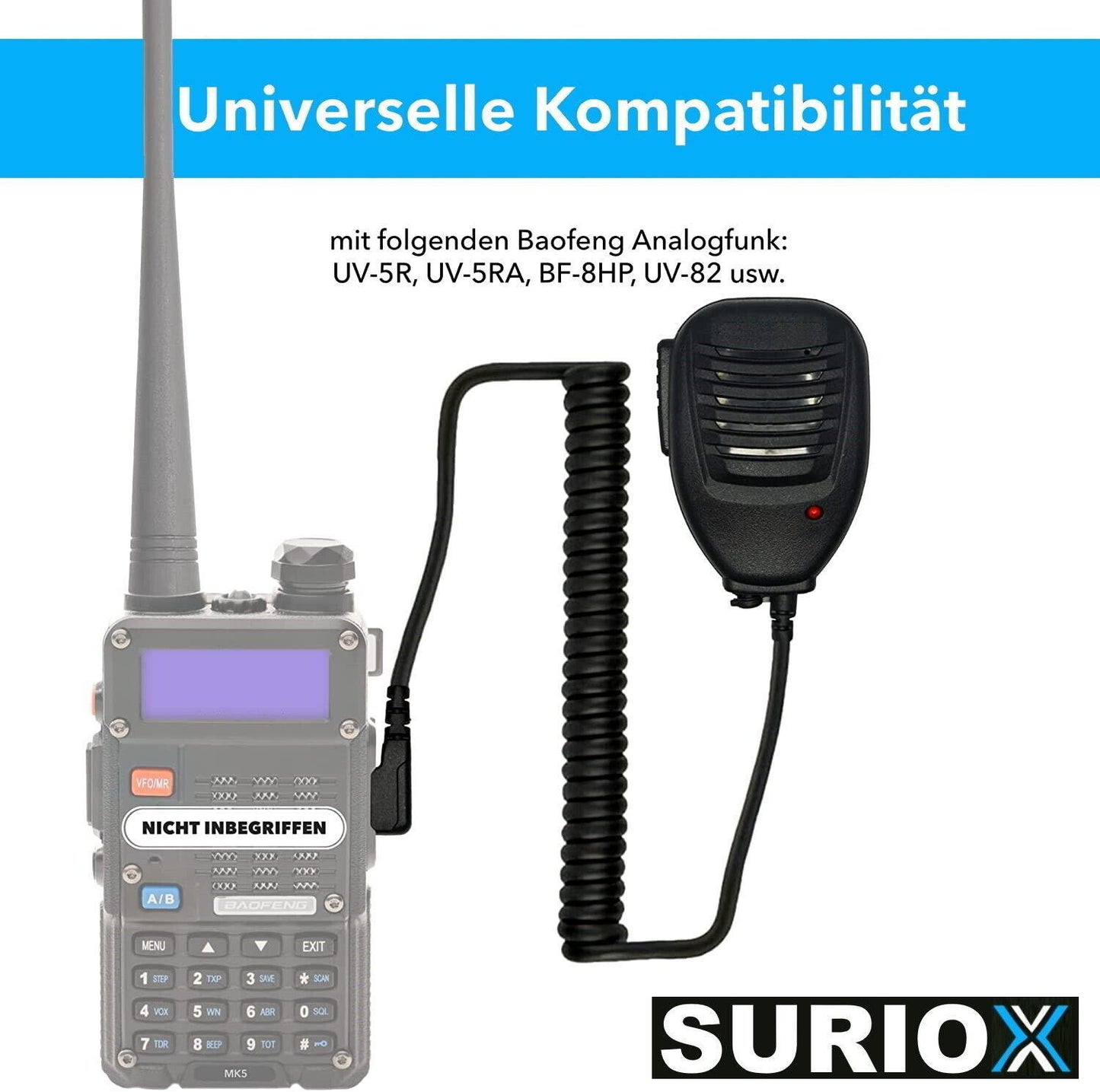 SURIOX Mikrofon Lautsprecher für BAOFENG UV-5R Plus GT-3 UV 82L Hand-funkgerät