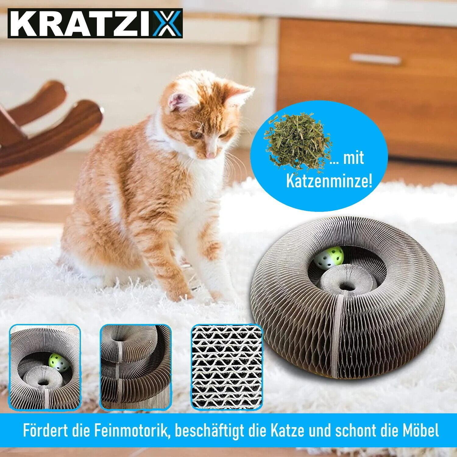 KRATZIX Katzenspielzeug Kratzspielzeug Kratzpappe Katzenkratzbrett faltbar Minze