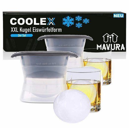 COOLEX XXL Eiswürfelform Kugel Eiskugel Eisbälle Cocktail Whisky 6,5cm [2er Set]