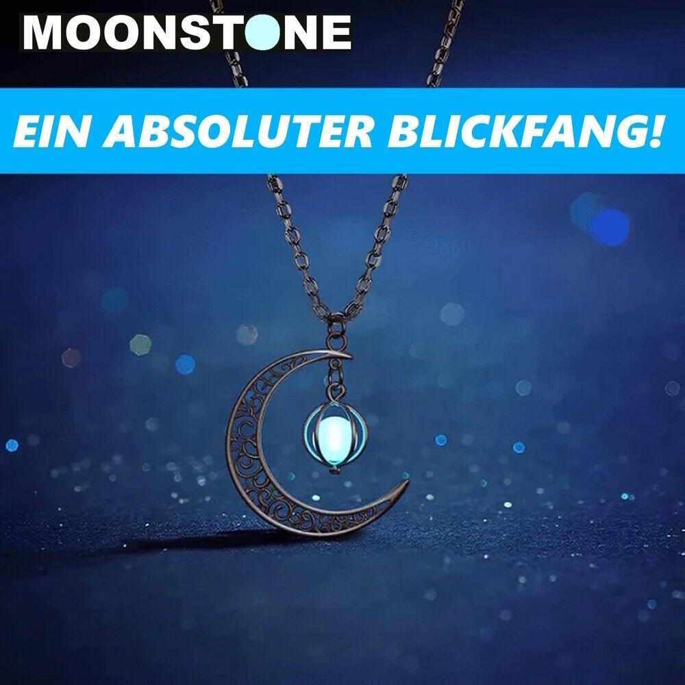 MOONSTONE Magische Mondkette Mondstein Halskette Halbmond Mond Kette leuchtend