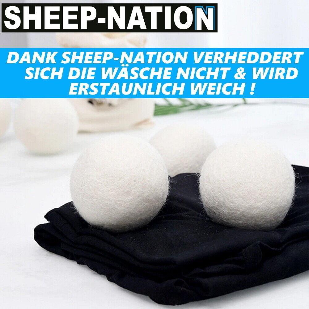 SHEEP-NATION Trocknerbälle 6er Pack Weichspüler Alternative Premium Schafwolle