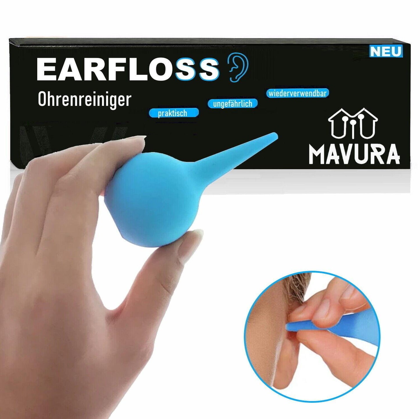 EARFLOSS Premium Ohrenreiniger Ohrendusche Ohrenspritze Ohrenschmalzentferner