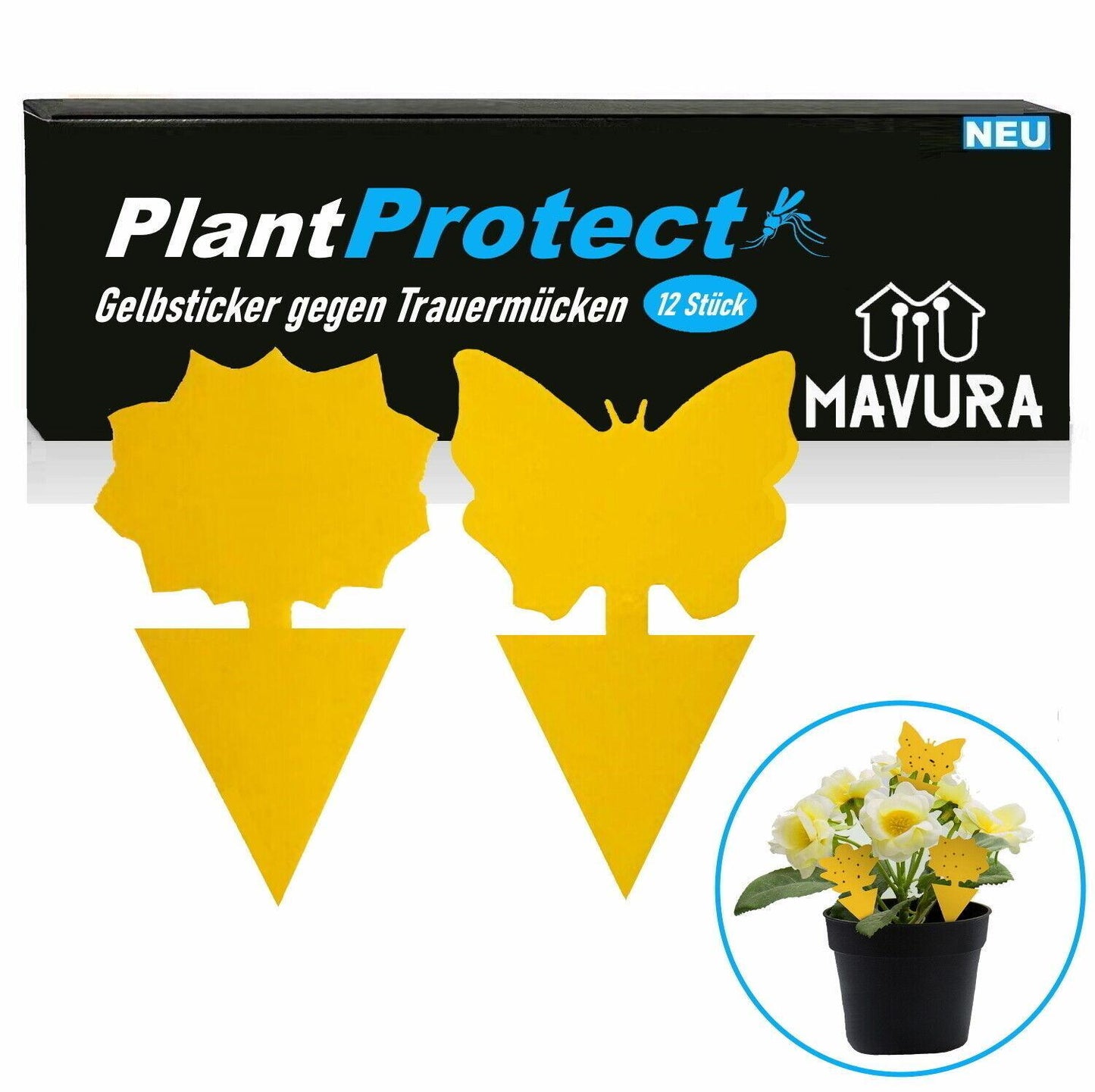 PLANTPROTECT Gelbsticker Gelbtafeln Trauermücken Insektenfalle Fruchtliegenfalle