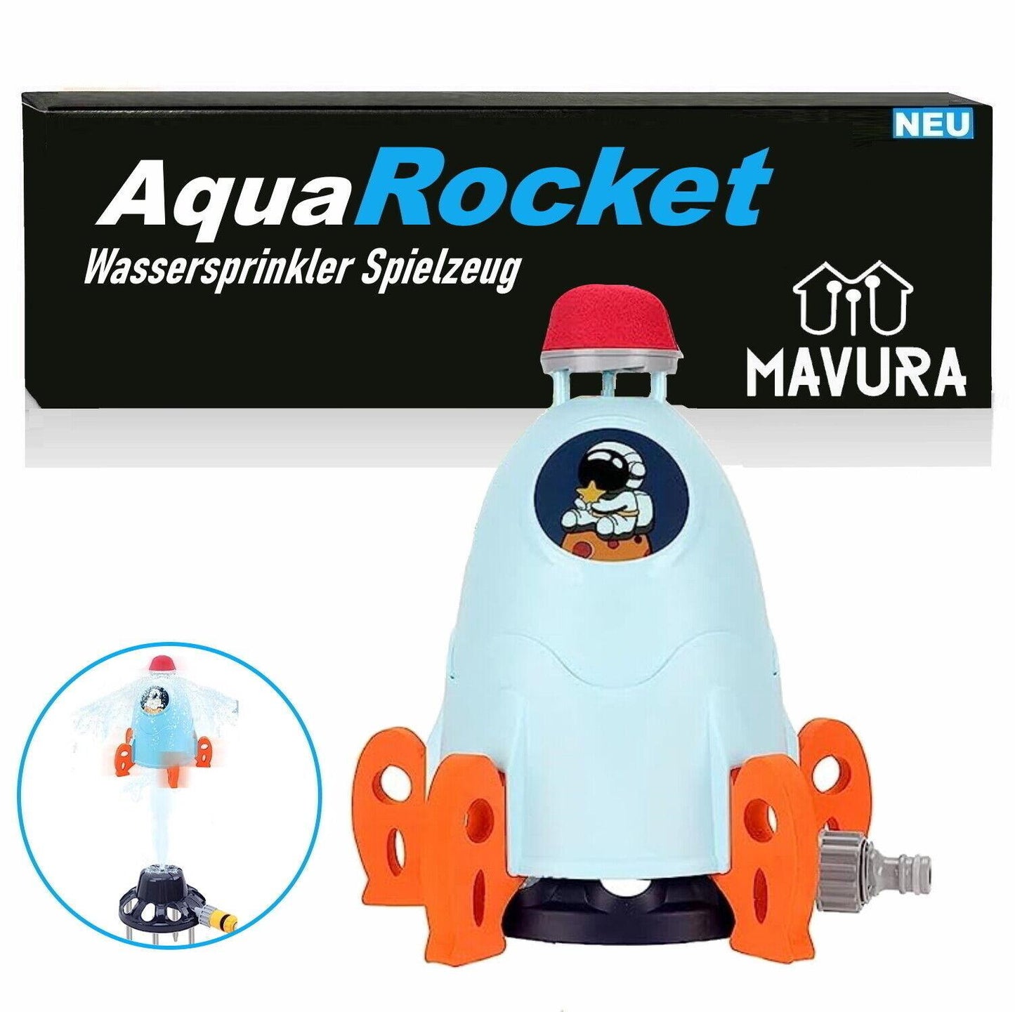 AQUAROCKET Wasserspielzeug Rakete Wassersprinkler Sommer Spielzeug Wasserspiel