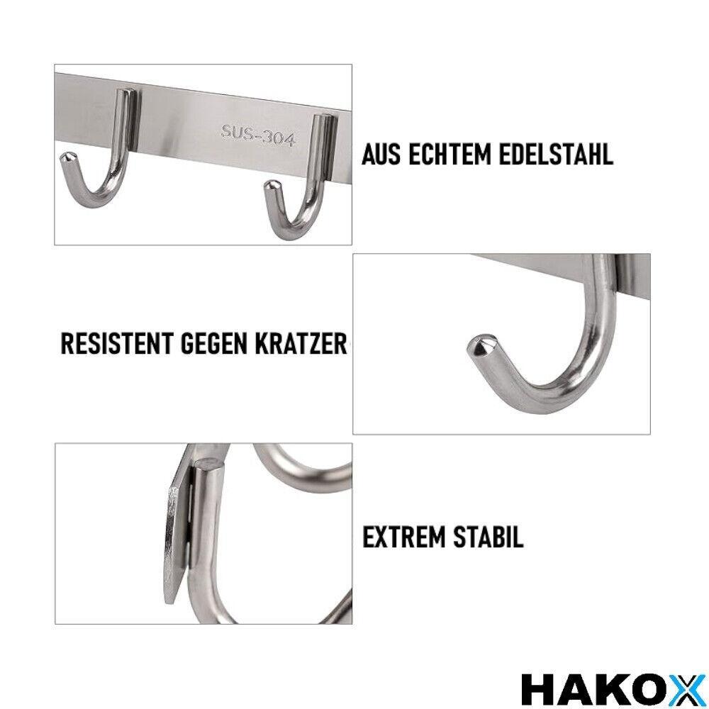 HAKOX Hakenleiste Garderobenhaken Kleiderhaken Garderobenleiste Edelstahl 6Haken