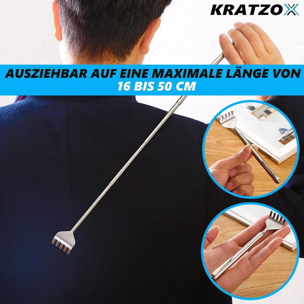 KRATZOX Rückenkratzer hochwertiger Edelstahl Teleskop ausziehbar bis 68cm [2er]