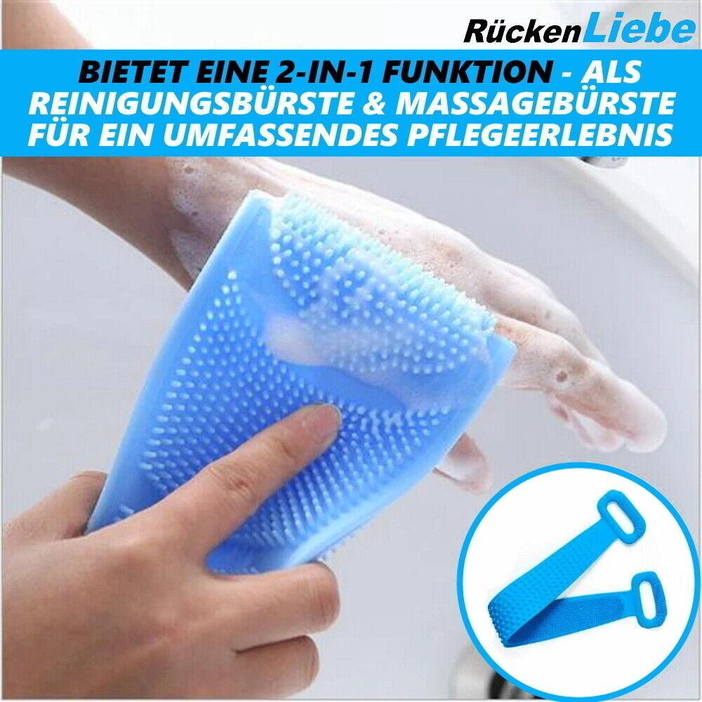 RückenLiebe Rückenbürste Körperbürste Schrubber Massage Silikon Duschbürste 76cm