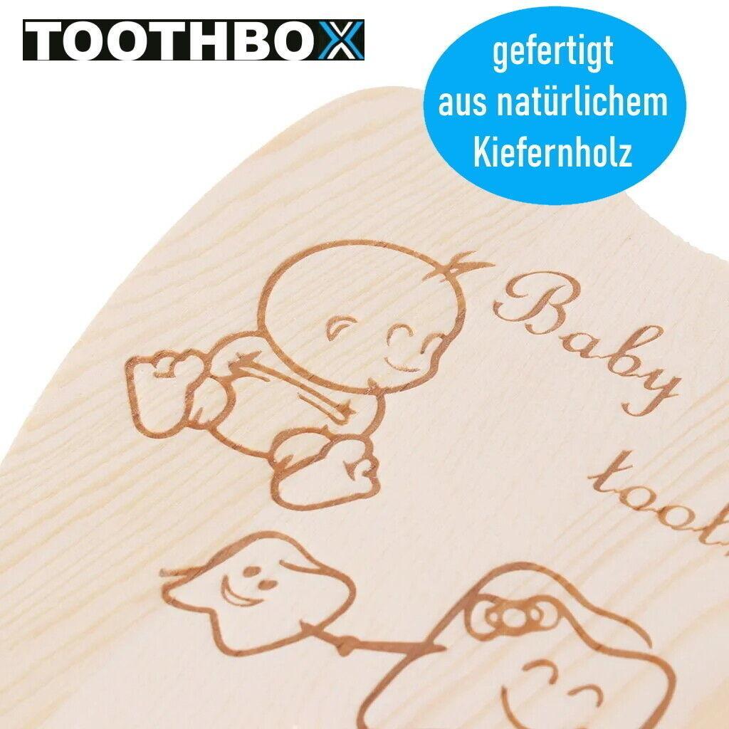 TOOTHBOX Milchzahndose Holz Zahndose Mädchen Jungen Baby Zahnbox Erinnerungsbox