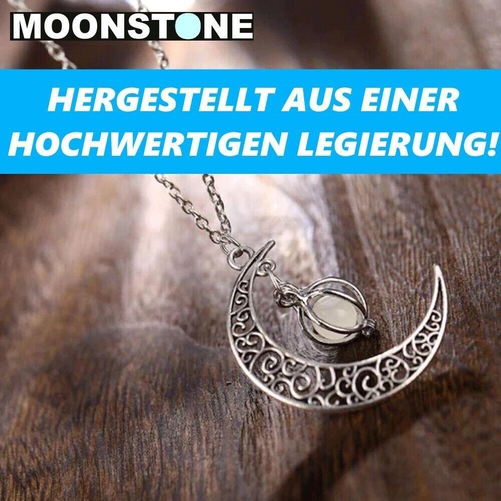 MOONSTONE Magische Mondkette Mondstein Halskette Halbmond Mond Kette leuchtend