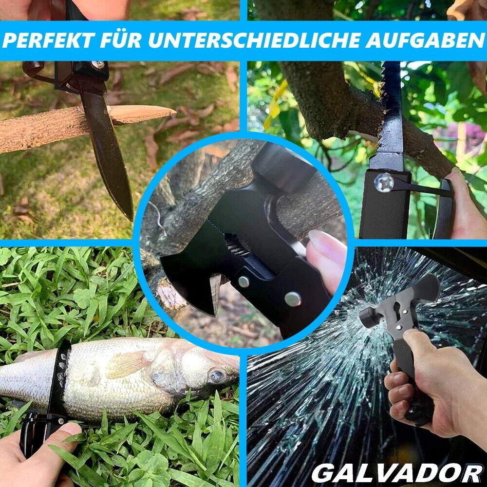 GALVADOR Multifunktionswerkzeug Axt Hammer Zange Multitool Taschenmesser 17in1
