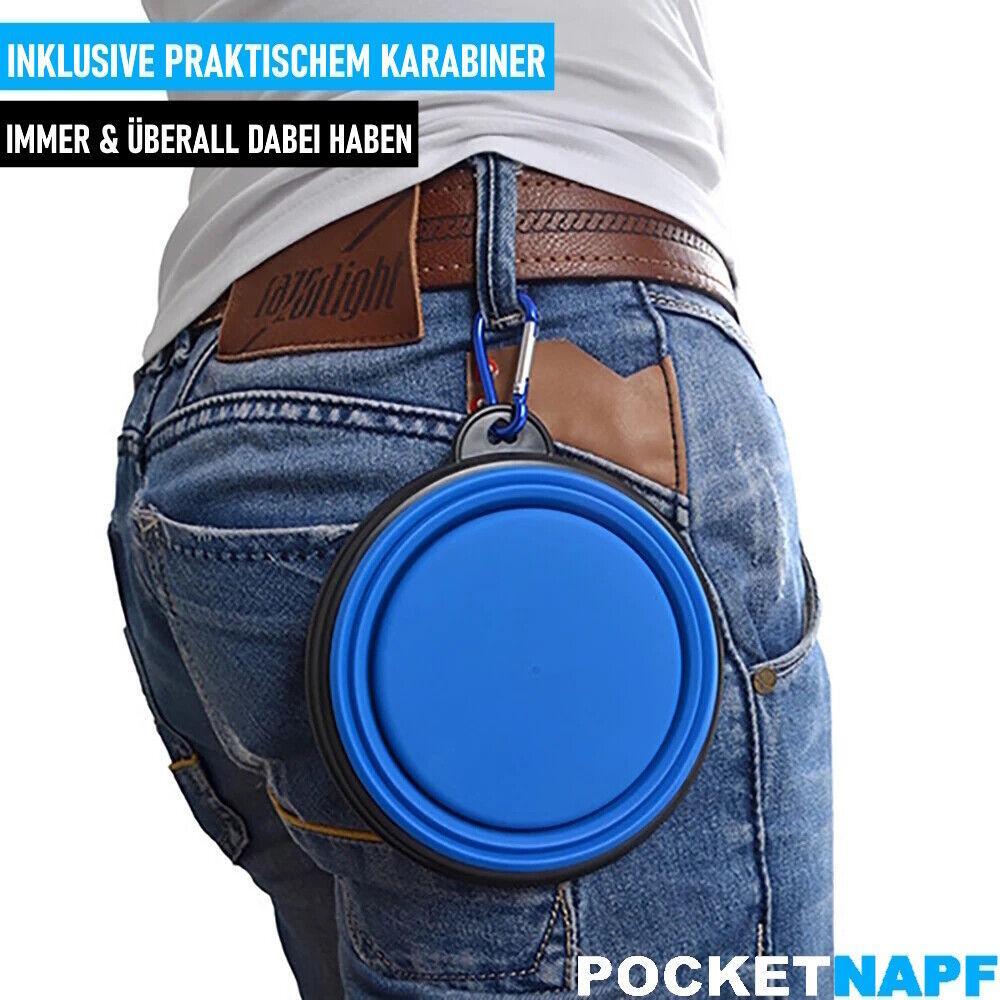 POCKETNAPF Faltbarer Hundenapf Trinknapf Reisenapf Silikon Fressnapf faltbar