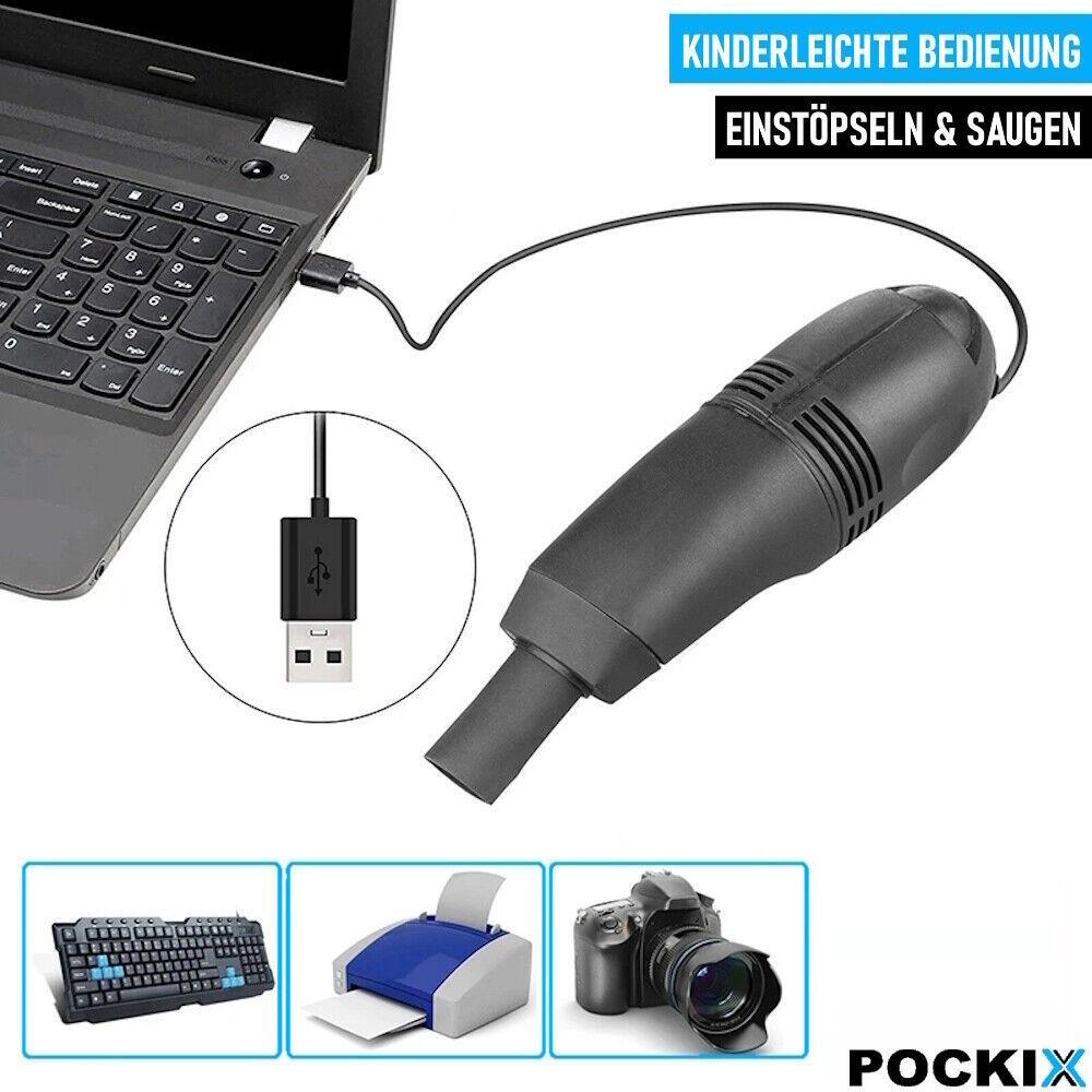 POCKIX Mini Staubsauger USB Schreibtisch Tastatur Computer m. Licht & 2 Aufsätze