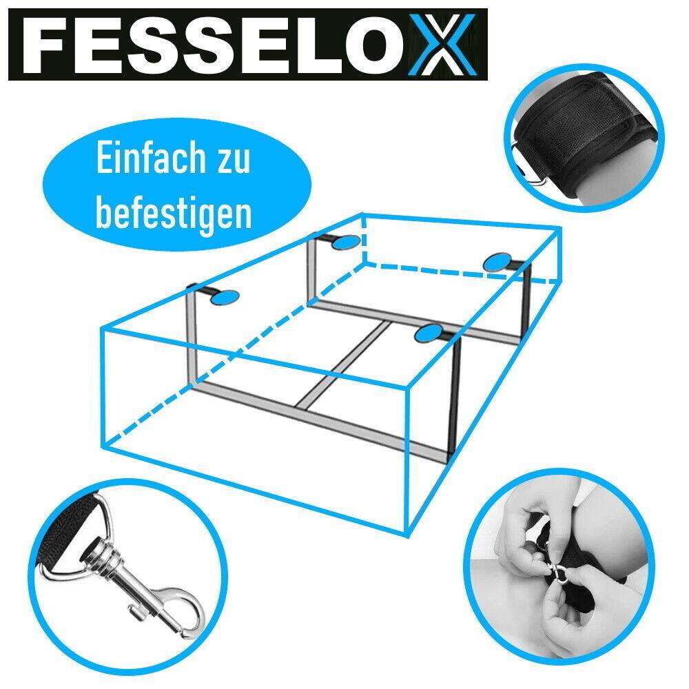 FESSELOX Fesseln Set Bondage Fessel Bett Fesselset Handfesseln Fußfesseln BDSM