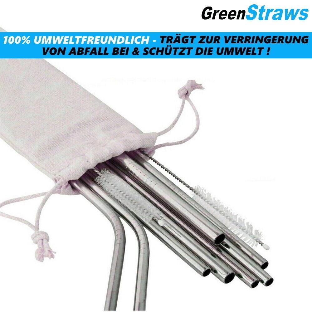 GreenStraws Edelstahl Strohhalme Set Metall Cocktail Trinkhalme wiederverwendbar
