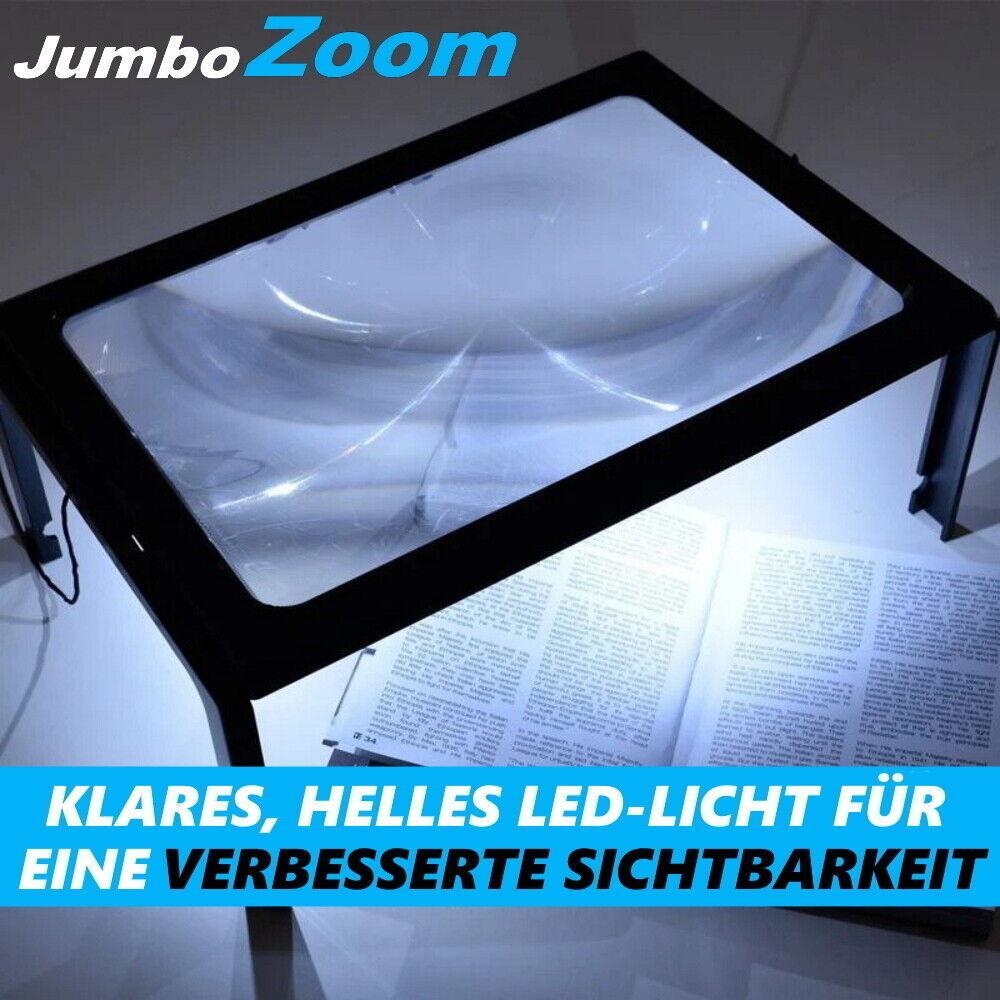 JumboZoom Umhängelupe XXL Leselupe Standlupe Tischlupe Licht Lesehilfe faltbar