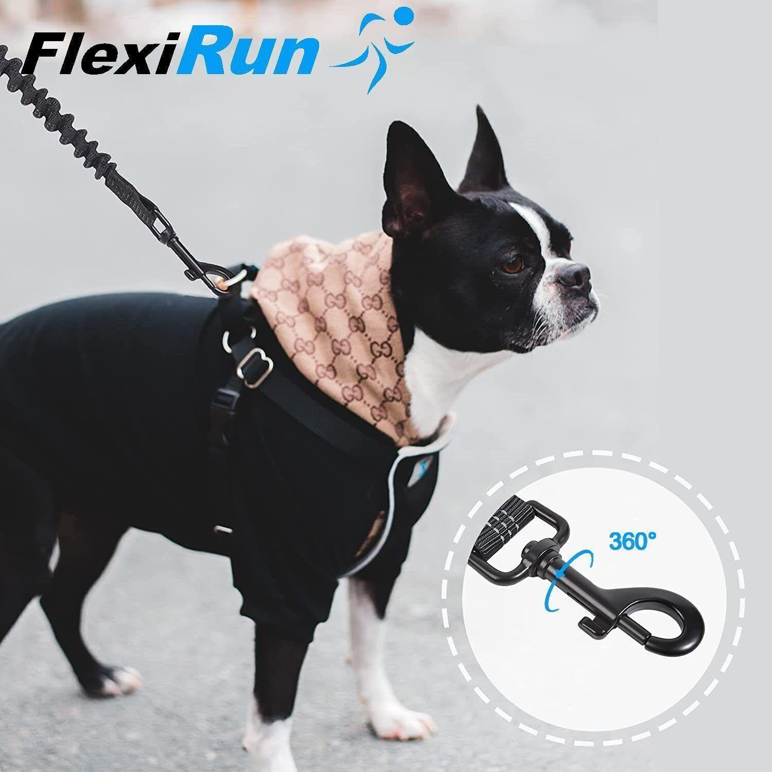 FlexiRun Joggingleine mit Bauchgurt Hundeleine Laufleine Fahrradleine elastisch