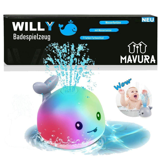 WILLY Wal Badespielzeug Wasserspielzeug Baby Kinder Fontäne & LED Beleuchtung