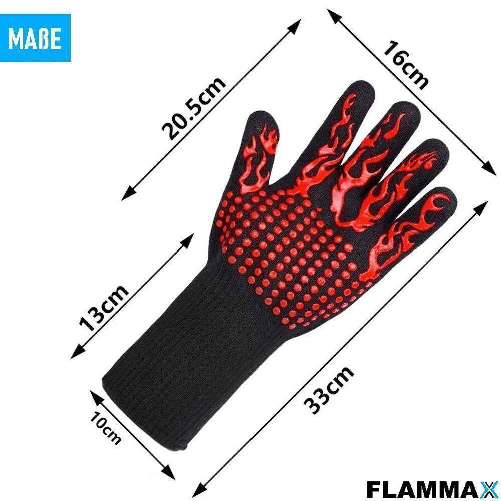 FLAMMAX Grillhandschuhe Backhandschuhe Ofenhandschuhe BBQ hitzebeständig 1paar