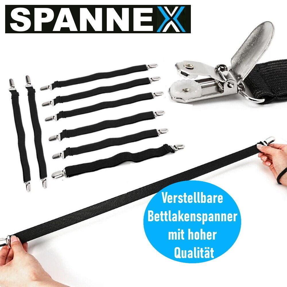 SPANNEX verstellbare Bettlakenspanner Betttuchspanner Lakenspanner bis200cm 8er