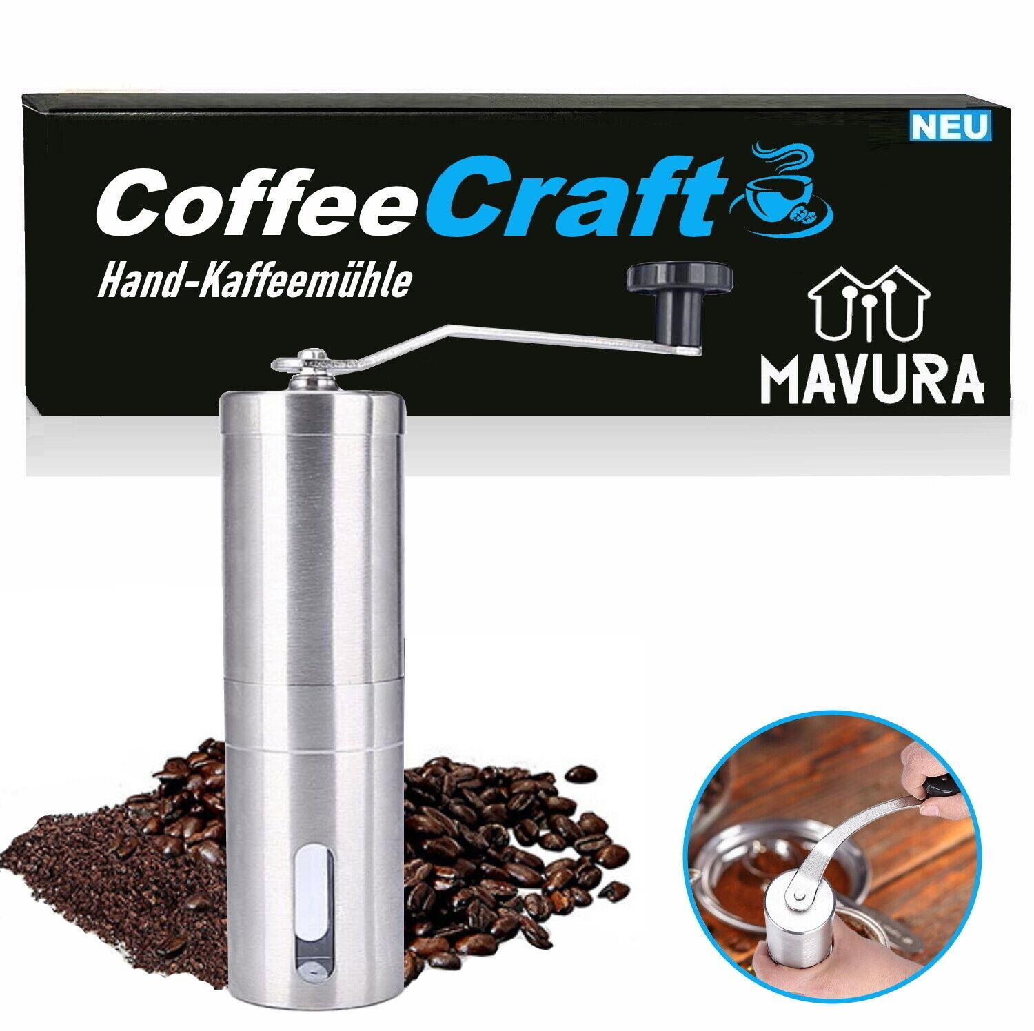 COFFEECRAFT Manuelle Kaffeemühle Edelstahl Handkaffeemühle mit Keramik-Mahlwerk