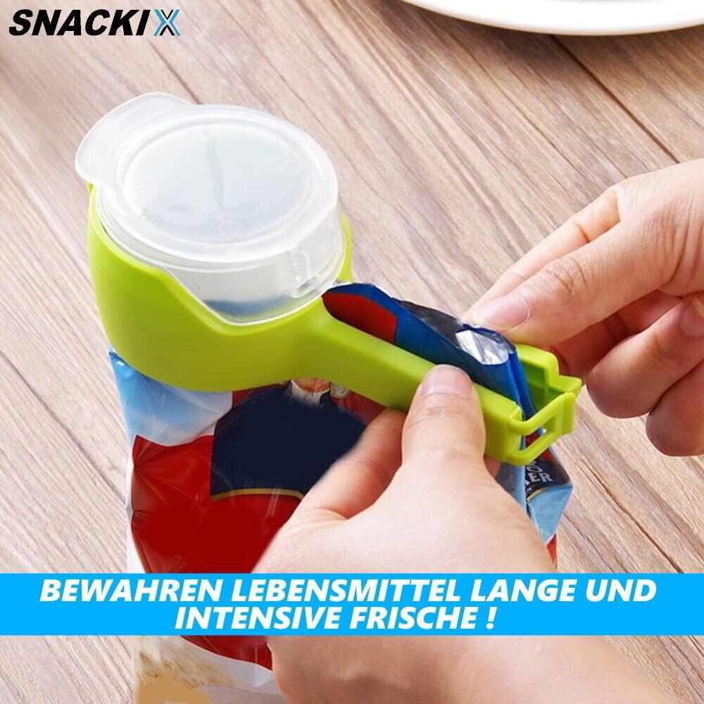 SNACKIX Tütenverschluss Ausschütter Beutelverschluss Tütenclip Klammern 4er Set