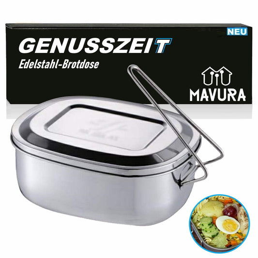 GENUSSZEIT Edelstahl Brotdose Lunchbox Frühstücksbox Holzfällerbox mit Griff