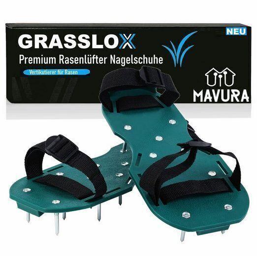 GRASSLOX Rasenlüfter Nagelschuhe Vertikutierer Nagelsohlen Schuhe Estrichschuhe