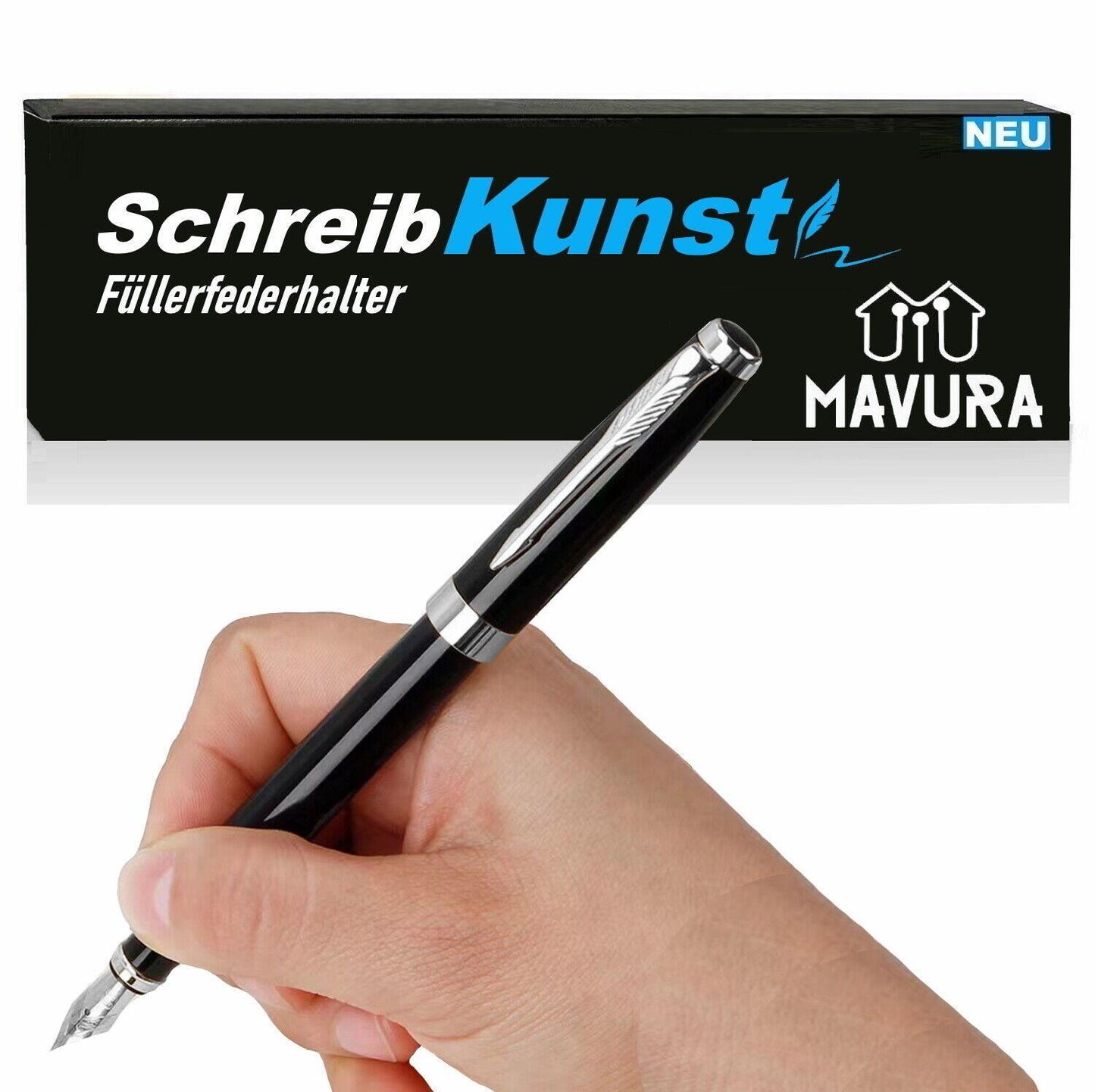 SCHREIBKUNST Edler Füllfederhalter Füller Füllhalter Luxus mit silbernder Feder