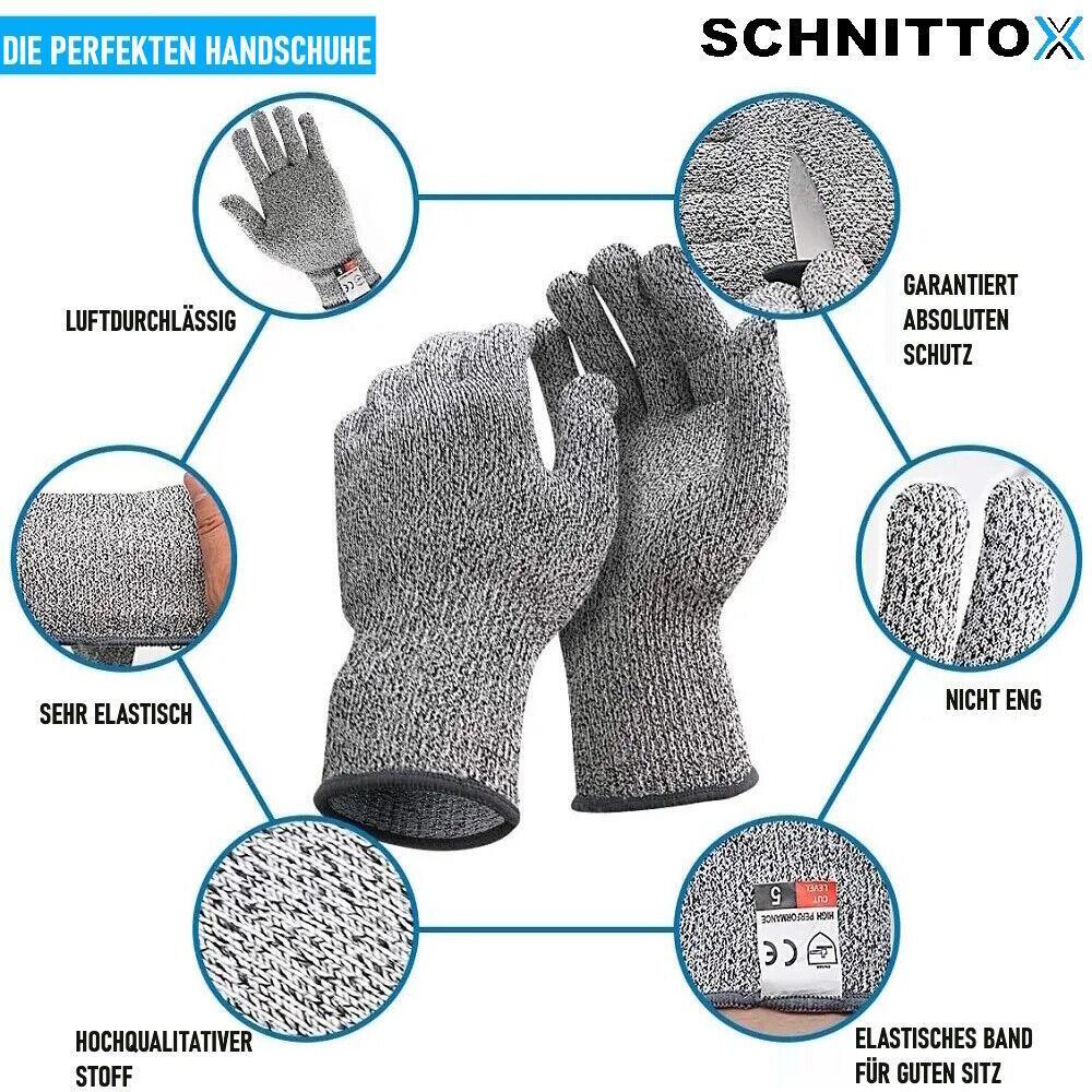 SCHNITTOX Schnittfeste Handschuhe Schnittsichere Schutzhandschuhe Universalgröße