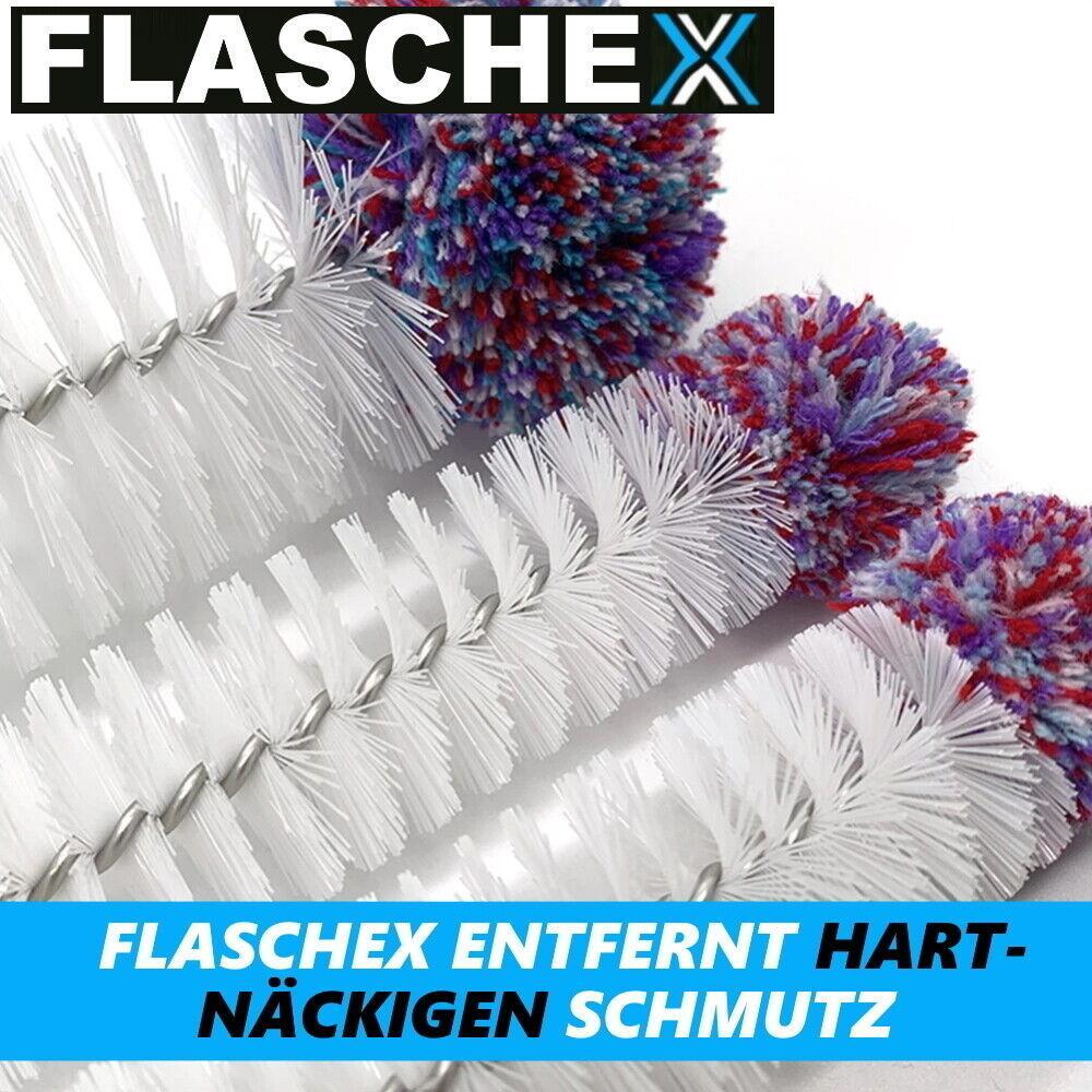 FLASCHEX Universal Flaschenbürste 3er Set Glas Flaschen Reiniger Sodastream lang
