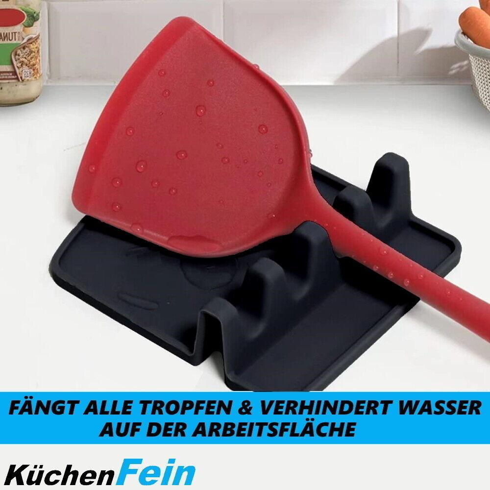 KÜCHENFEIN Löffel Ablage Abtropfgestell Kochlöffel Halter Silikon Kellenablage