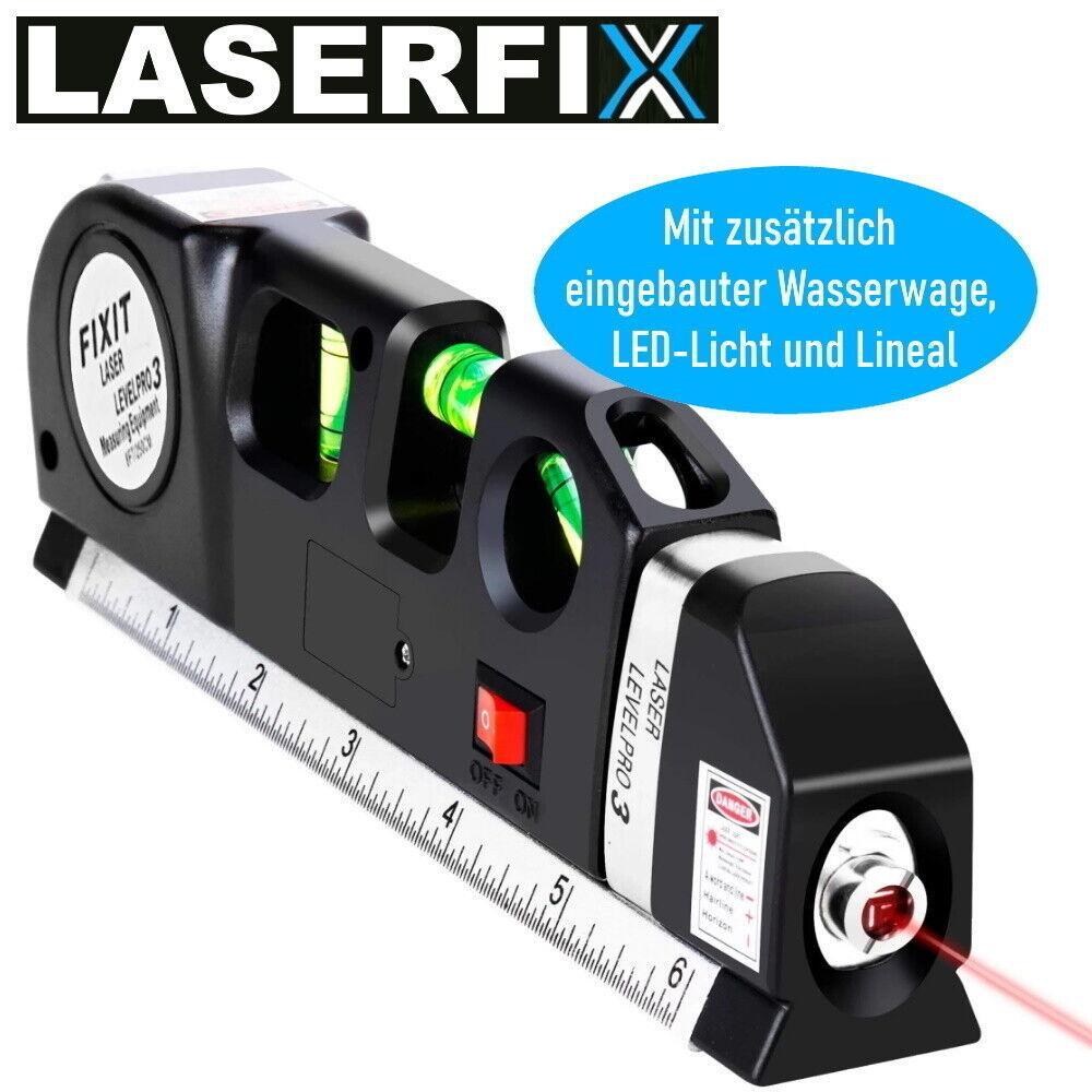 LASERFIX Laser Wasserwaage 4in1 Lasermessgerät Kreuzlinienlaser Entfernungsmesse