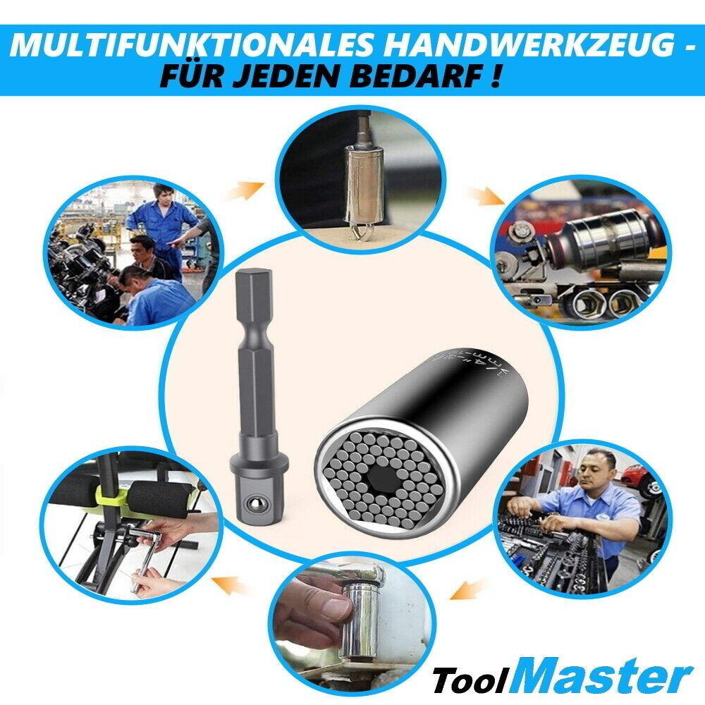 ToolMaster Universal Multifunktions Nuss Multi Tool Steckschlüssel 7-19mm & Adpt