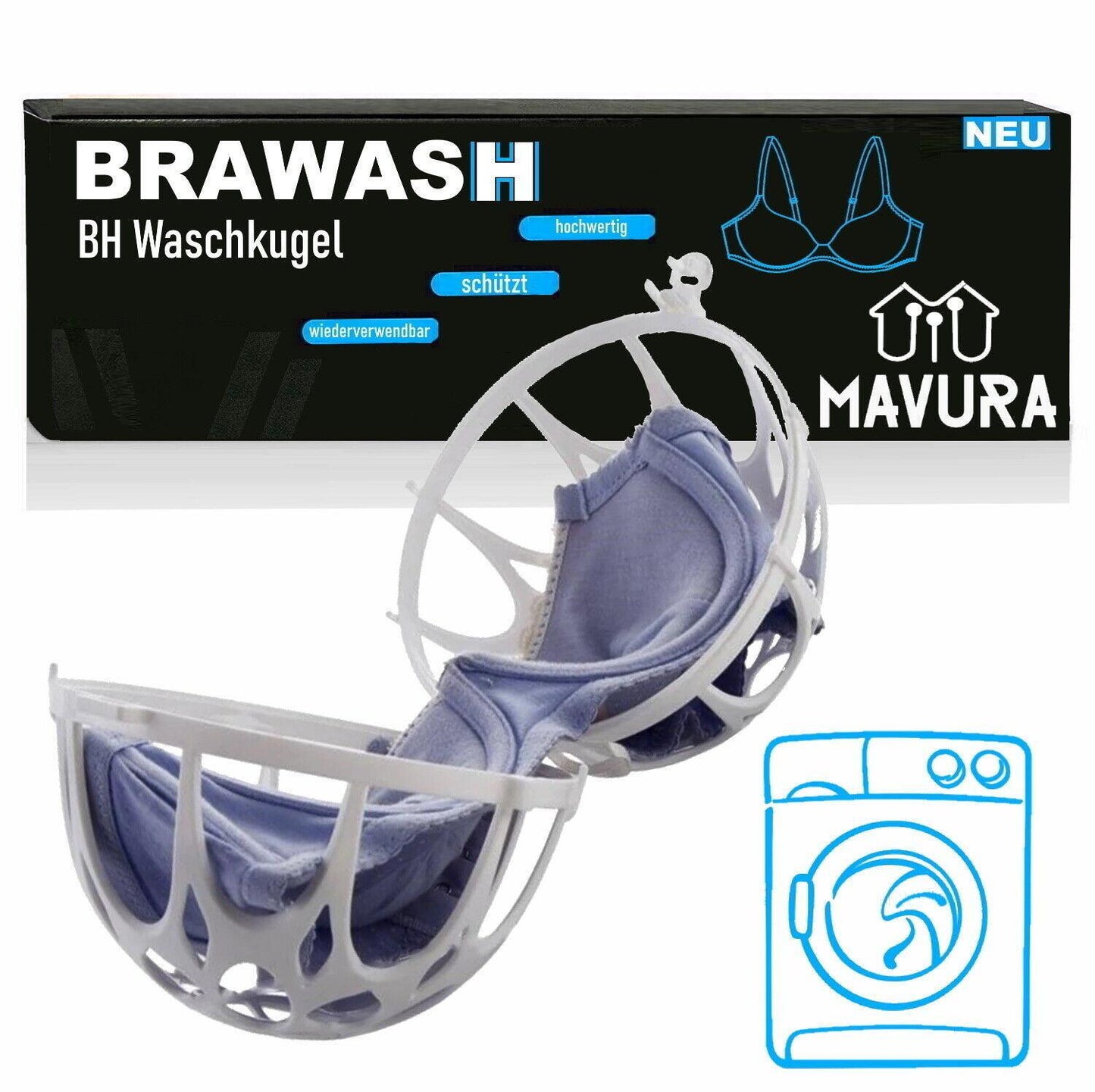 BRAWASH BH Waschkugel Wäschekugel Kugel Set Dessous Bustier Schoner Schutz Ball